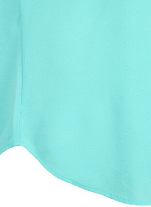 Bluse mit kurzen Ärmeln und Rundhalsausschnitt, Turquoise, Packshot image number 3