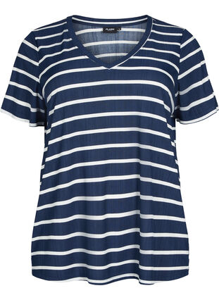 FLASH - Bedrucktes T-Shirt mit V-Ausschnitt, Night Sky Stripe, Packshot image number 0