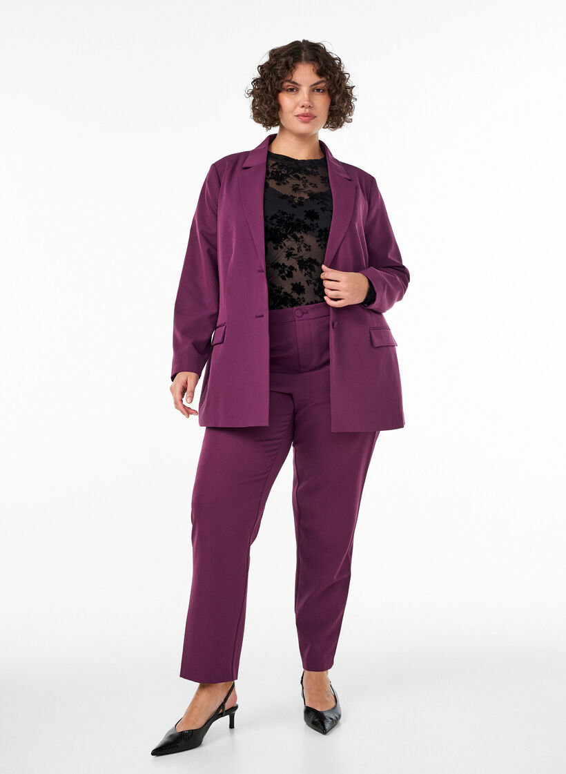 Klassischer Blazer mit Knopfverschluss, Lila, Model image number 1
