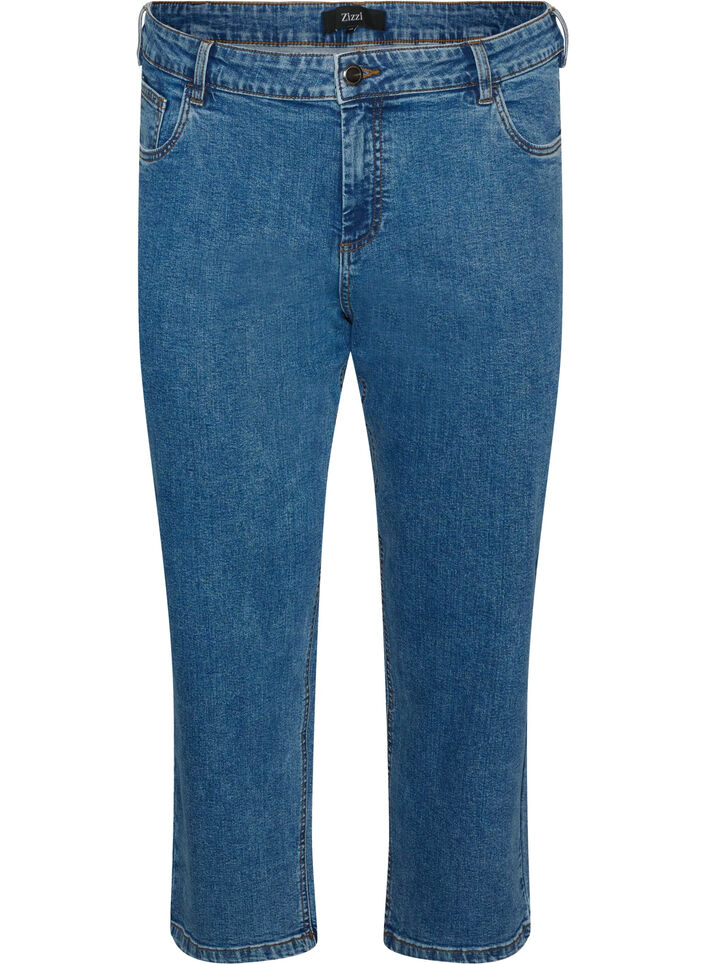 Gek&uuml;rzte Vera Jeans mit geradem Bein, Blau, Packshot image number 0