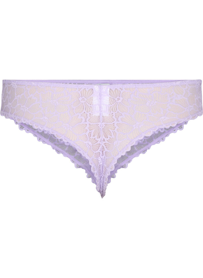 String aus floraler Spitze mit normaler Taillenh&ouml;he, lila, Packshot image number 1