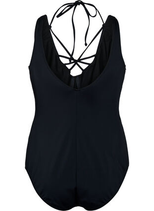 Badeanzug mit Bügel und Bänder-Details, Black, Packshot image number 1