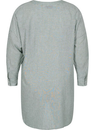 Gestreifte Hemdbluse aus 100% Baumwolle, Cilantro Stripe , Packshot image number 1