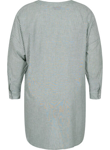 Gestreifte Hemdbluse aus 100% Baumwolle, Cilantro Stripe , Packshot image number 1