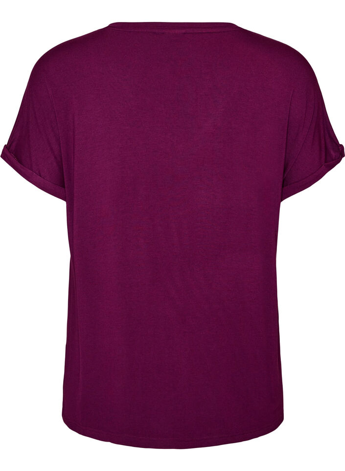 Basic T-Shirt aus Viskose mit V-Ausschnitt, Lila, Packshot image number 1