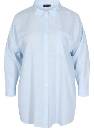 Gestreiftes Schlafshirt aus Baumwolle, White w. Blue Stripe, Packshot image number 0