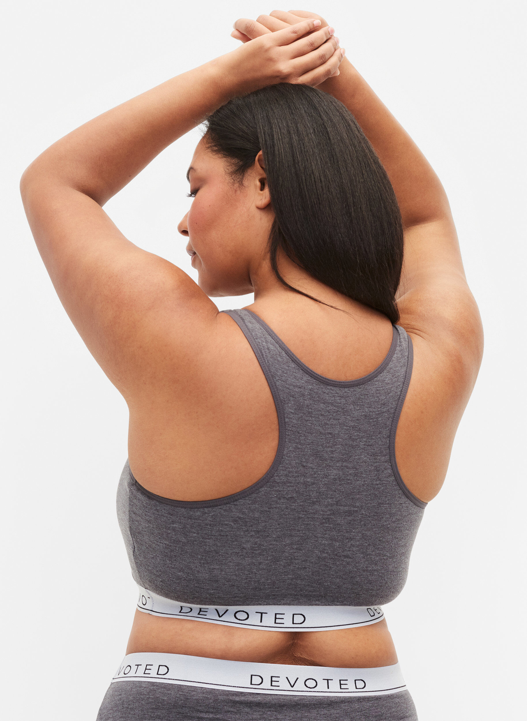 ZizziMelierter BH mit Rundhalsausschnitt, Medium Grey Melange, Model image number 1