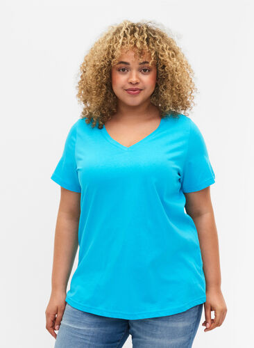 2er-Pack basic T-Shirts aus Baumwolle, Blue Atoll / Black, Model image number 0