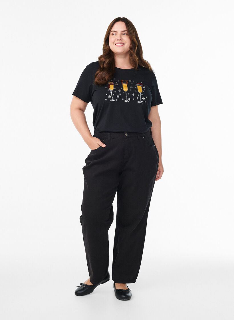 Weihnachts-T-Shirt aus Bio-Baumwolle, Schwarz, Model image number 1
