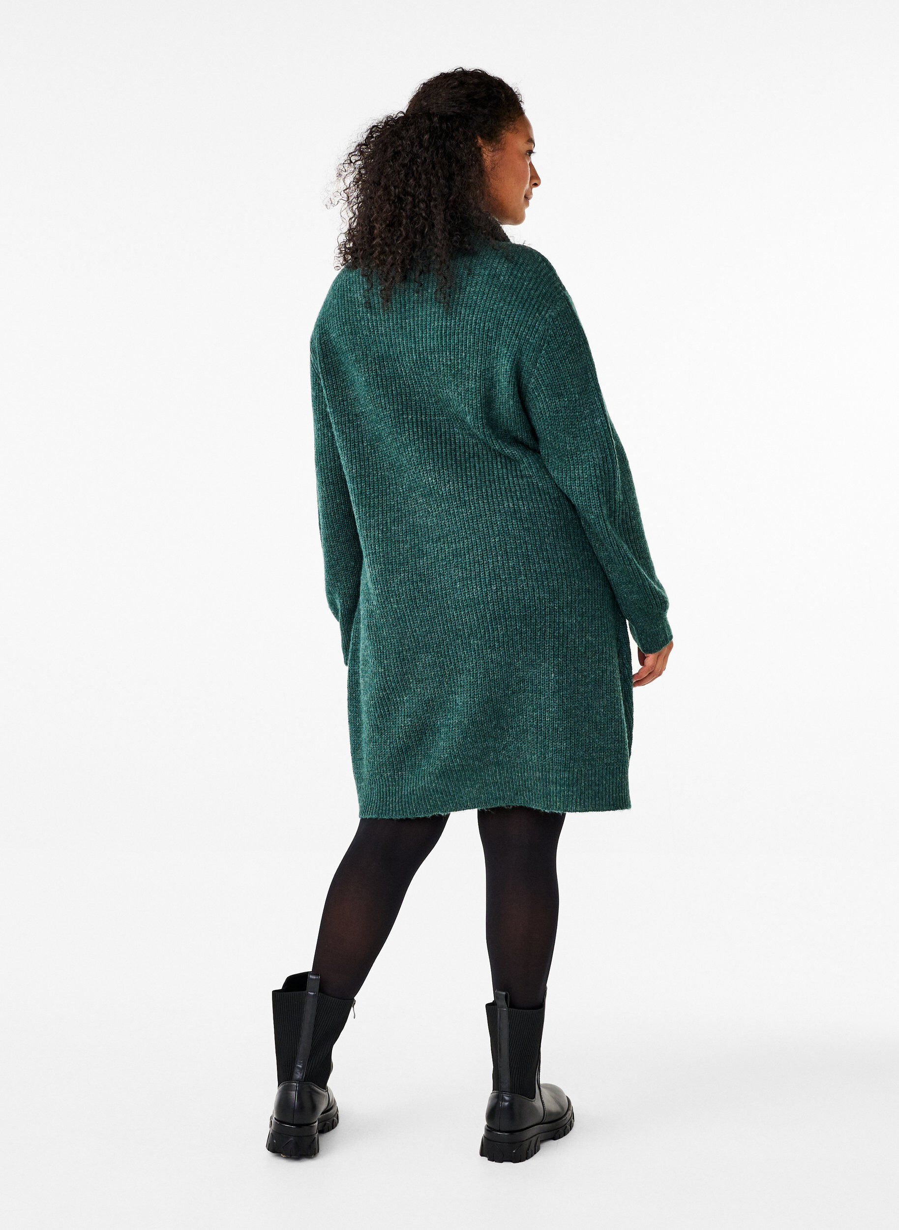 ZizziFlash - Strickkleid mit hohem Kragen, Sea Moss Mel., Model image number 1