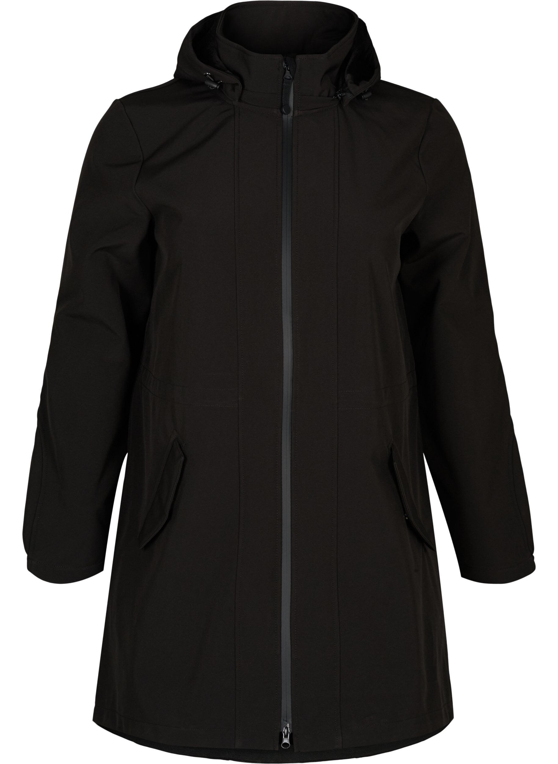 ZizziSoftshelljacke mit Kapuze, Black solid, Packshot image number 0
