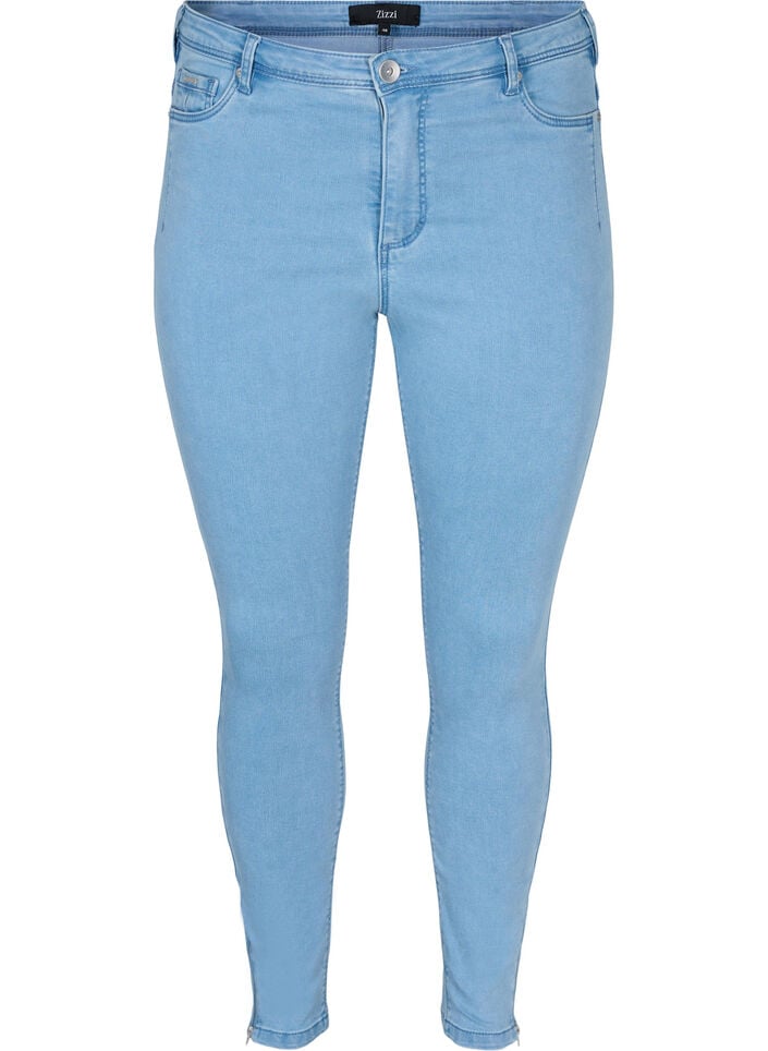 Cropped Amy Jeans mit Rei&szlig;verschluss, Blau, Packshot image number 0
