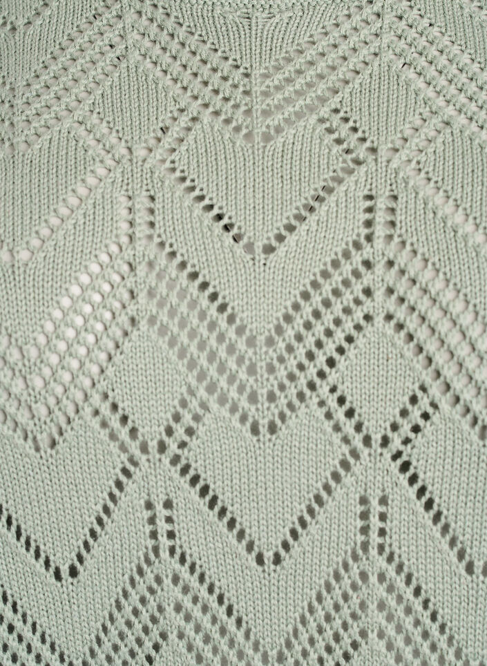 Gemusterte Strickbluse mit Wellenkante und Rundhalsausschnitt, Grün, Packshot image number 2