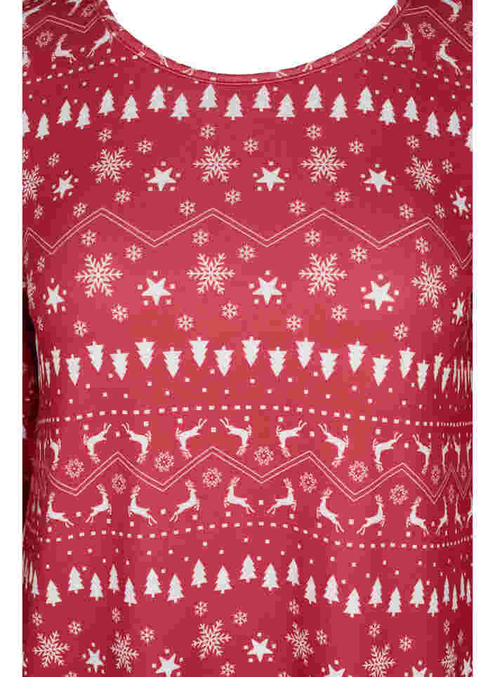 Bluse mit Weihnachtsmotiv, Tango Red/White AOP, Packshot image number 2
