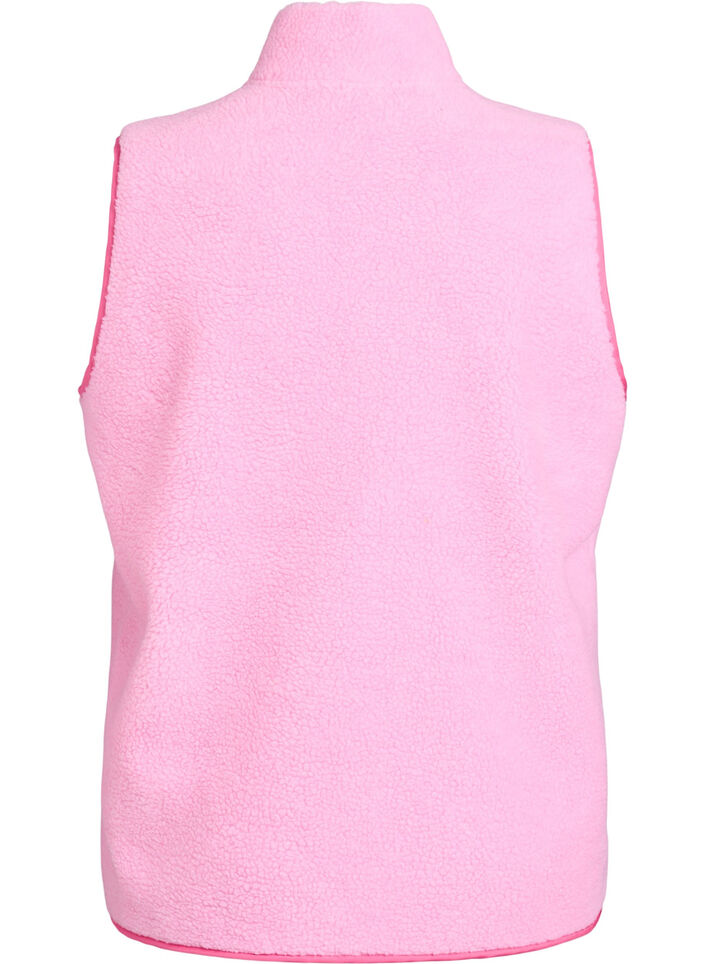 Weste aus Teddyfleece mit Rei&szlig;verschluss und Kontrastdetails, Pink, Packshot image number 1