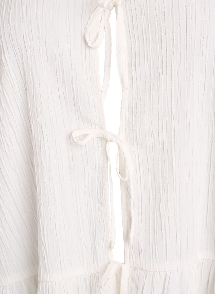 &Auml;rmellose Bluse mit Struktur und Bindeband, Vanille, Packshot image number 2