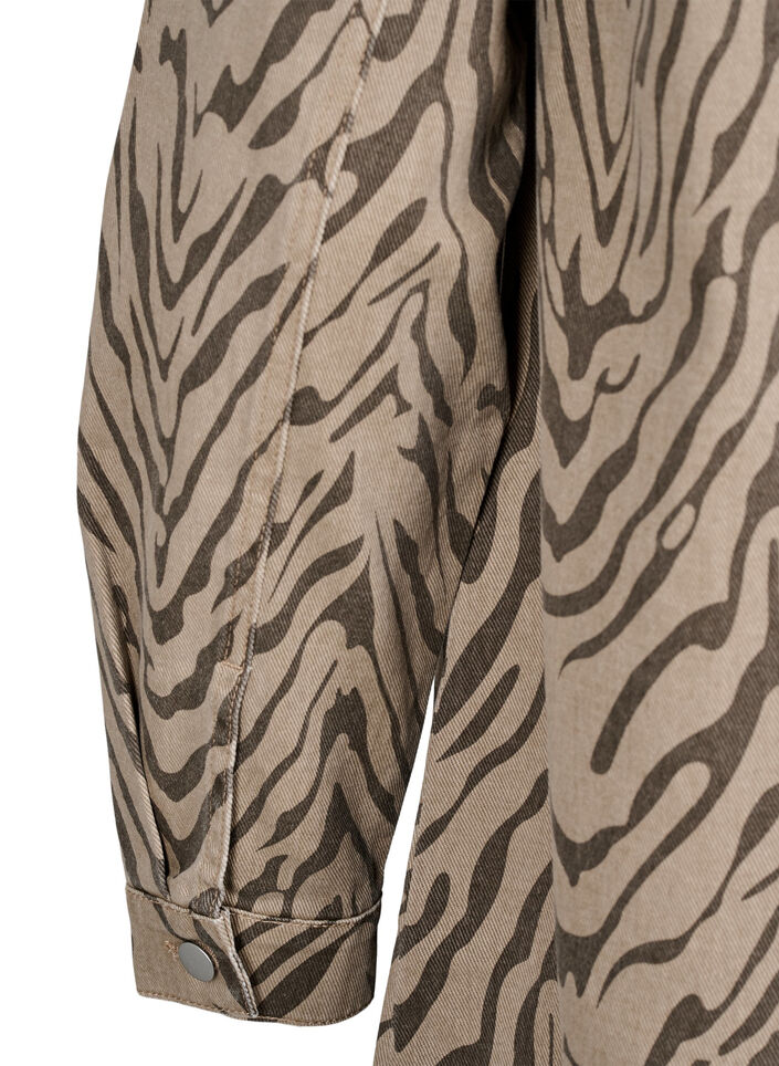 Langärmliges Jeanskleid mit Zebraprint, Brown Zebra AOP, Packshot image number 3