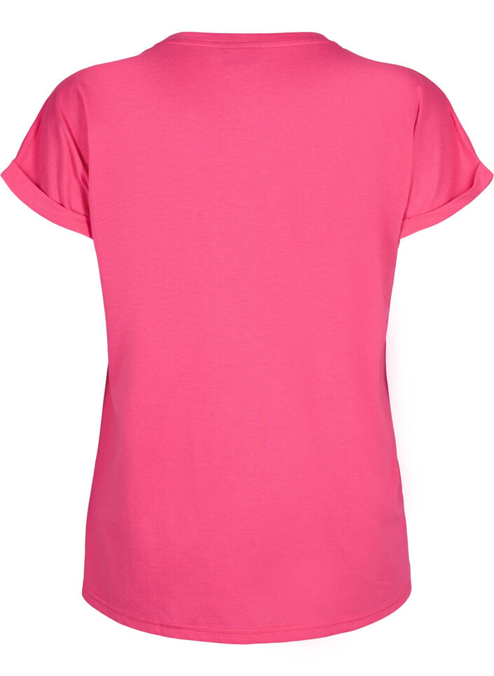 Kurz&auml;rmeliges T-Shirt aus einer Baumwollmischung, Pink, Packshot image number 1