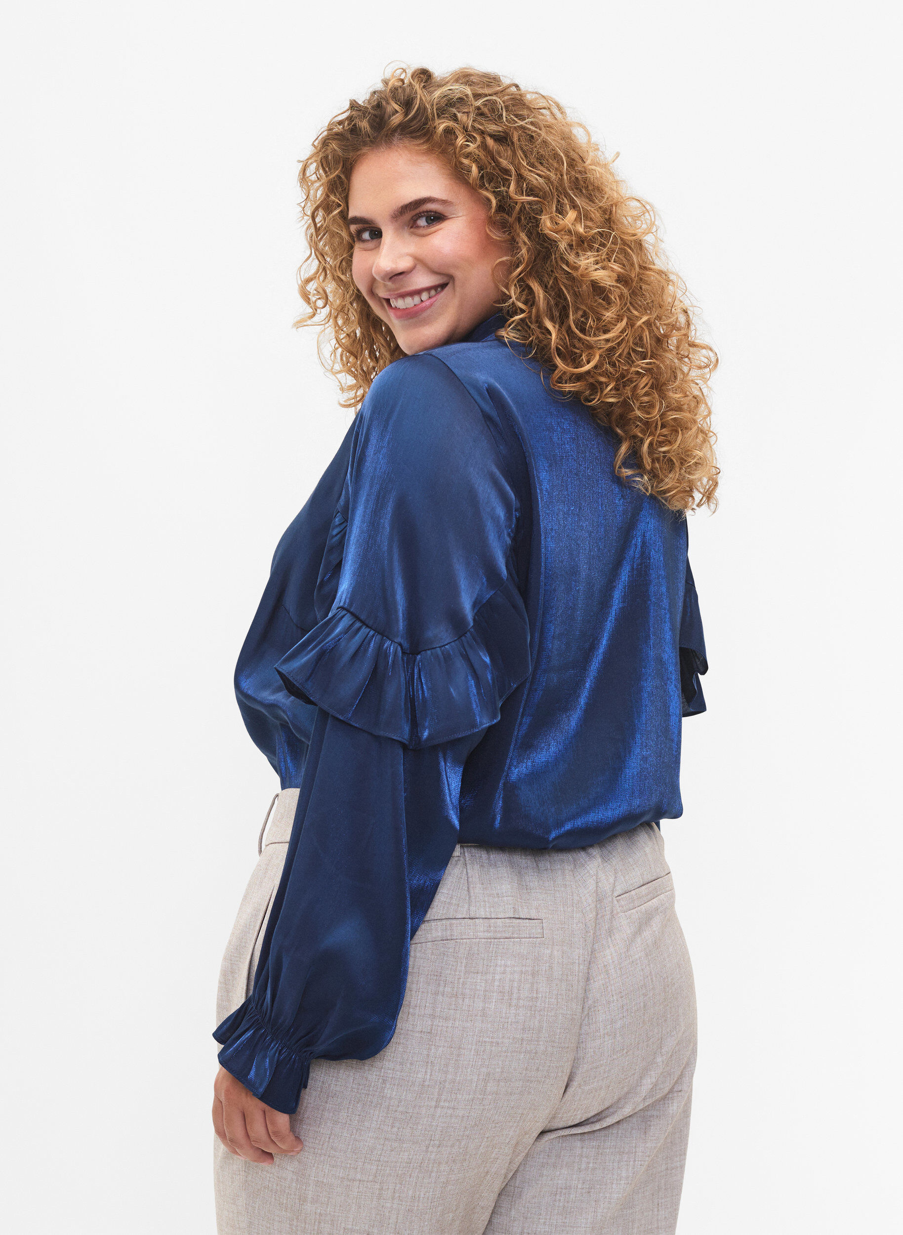 ZizziViskose-Shirt mit R&uuml;schen, Titan, Model image number 1