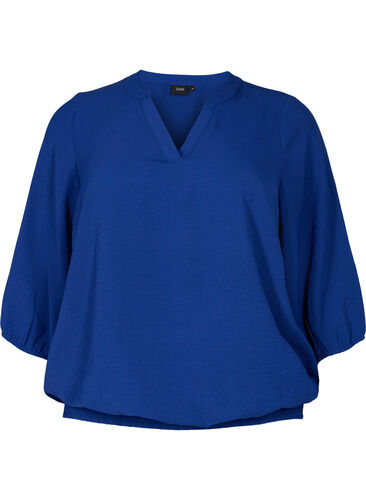 Bluse mit Smok und 3/4-Ärmeln, Blue Depths, Packshot image number 0
