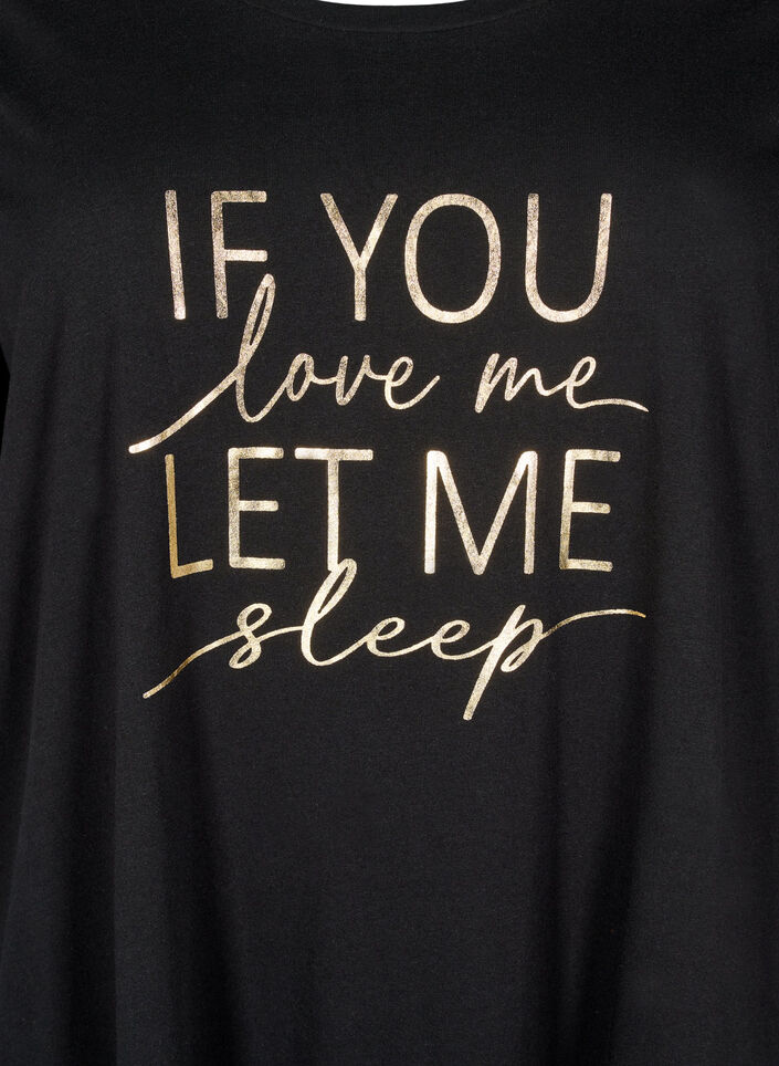 Kurzärmeliges Nachthemd aus Bio-Baumwolle, Schwarz, Packshot image number 2