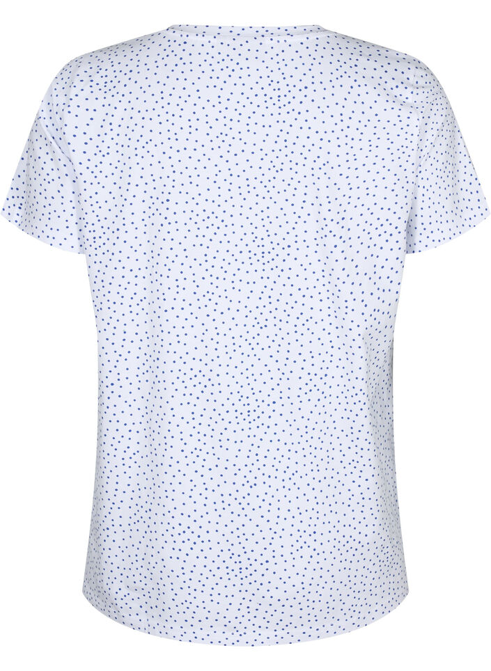 Baumwoll-T-Shirt mit Punkten und V-Ausschnitt, B.White/S.T.W Dot, Packshot image number 1