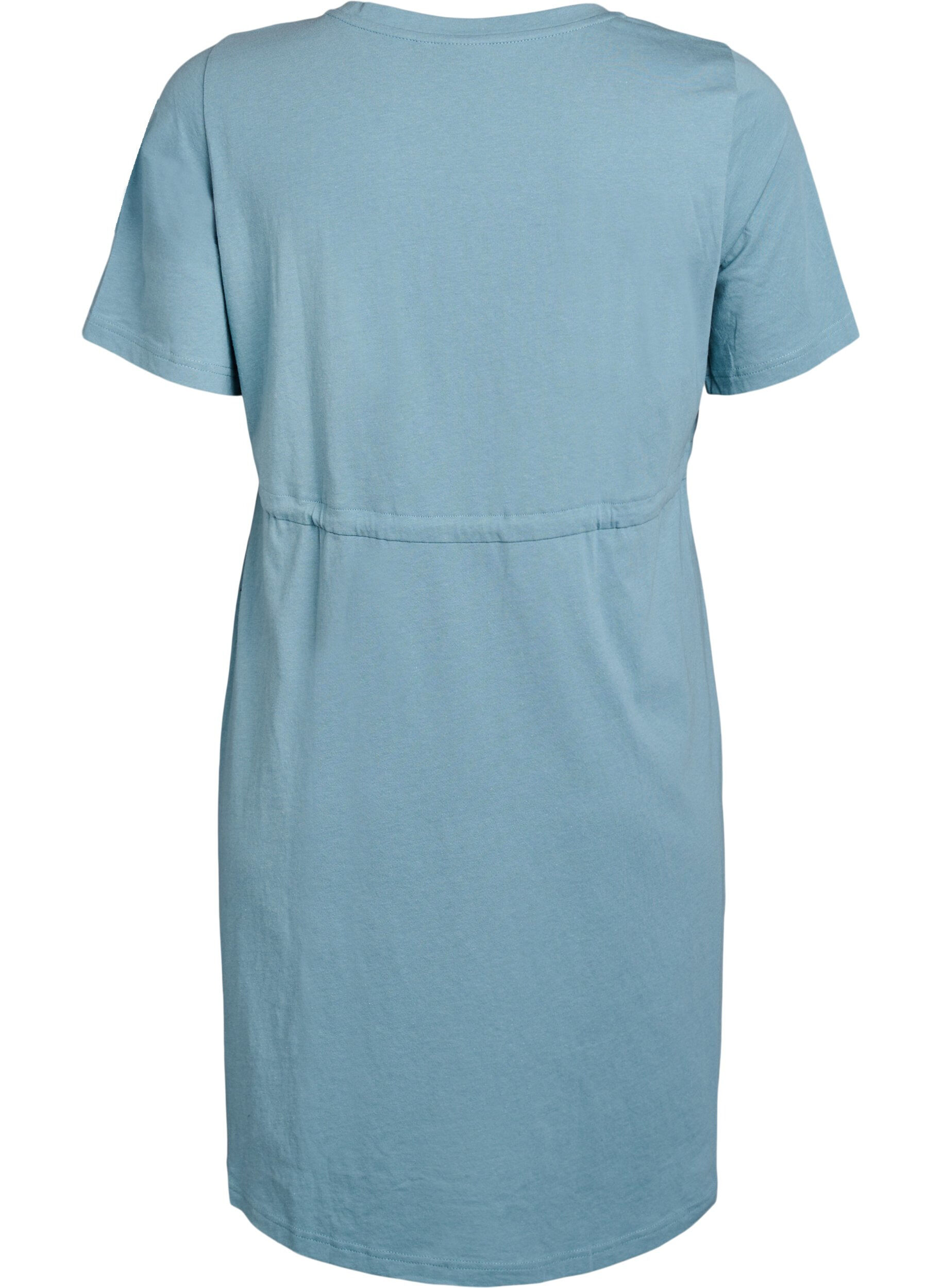 ZizziFLASH &ndash; Kurzes T-Shirt-Kleid mit Bindeg&uuml;rtel, Blau, Packshot image number 1