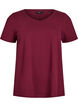 Einfarbiges Basic-T-Shirt aus Baumwolle, Dunkles Bordeaux, Packshot image number 0