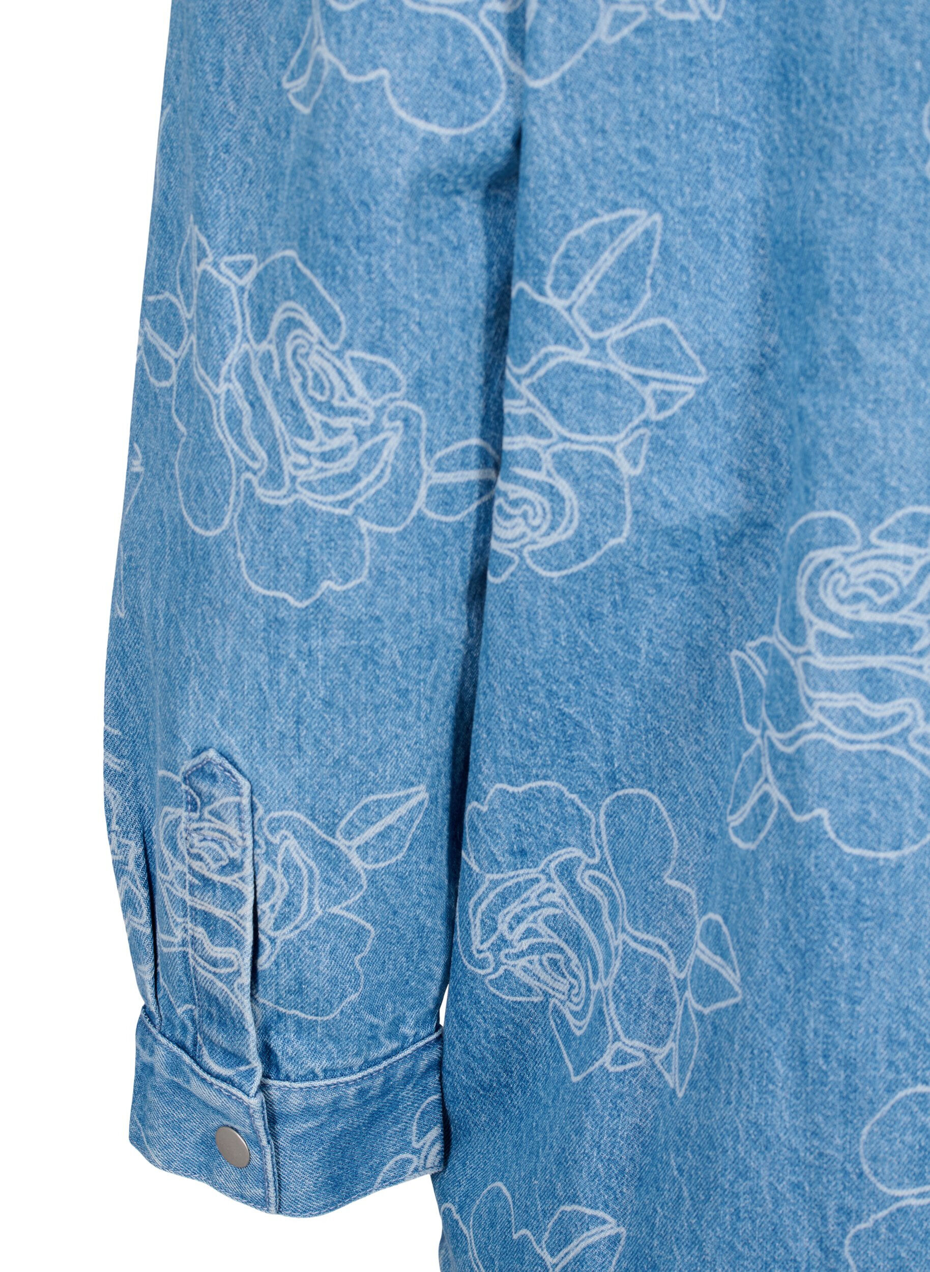 ZizziJeansjacke mit floralem Muster, Light Blue Denim, Packshot image number 4