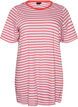 Langes oversized T-Shirt aus Bio-Baumwolle mit Streifen, Lila, Packshot image number 0