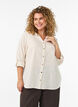 Baumwollbluse mit V-Ausschnitt, Vanille, Model image number 0