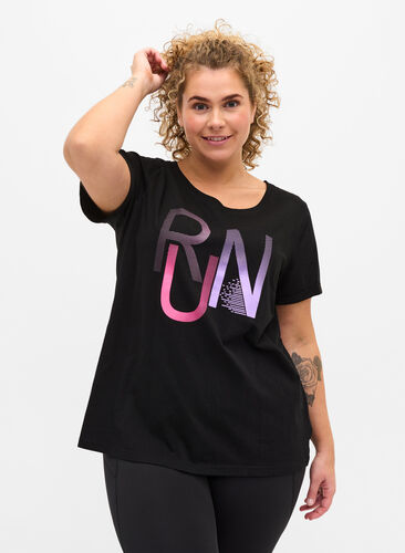 Trainings-T-Shirt mit Print, Black Run, Model image number 0