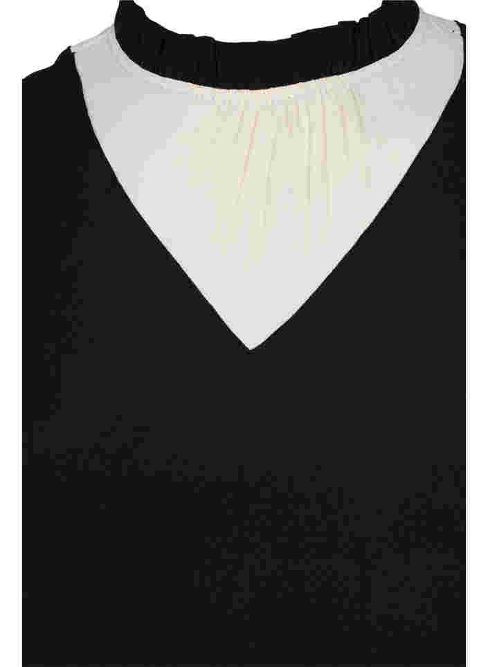 Langärmeliges Kleid aus Viskose, Black w. Cloud D., Packshot image number 2