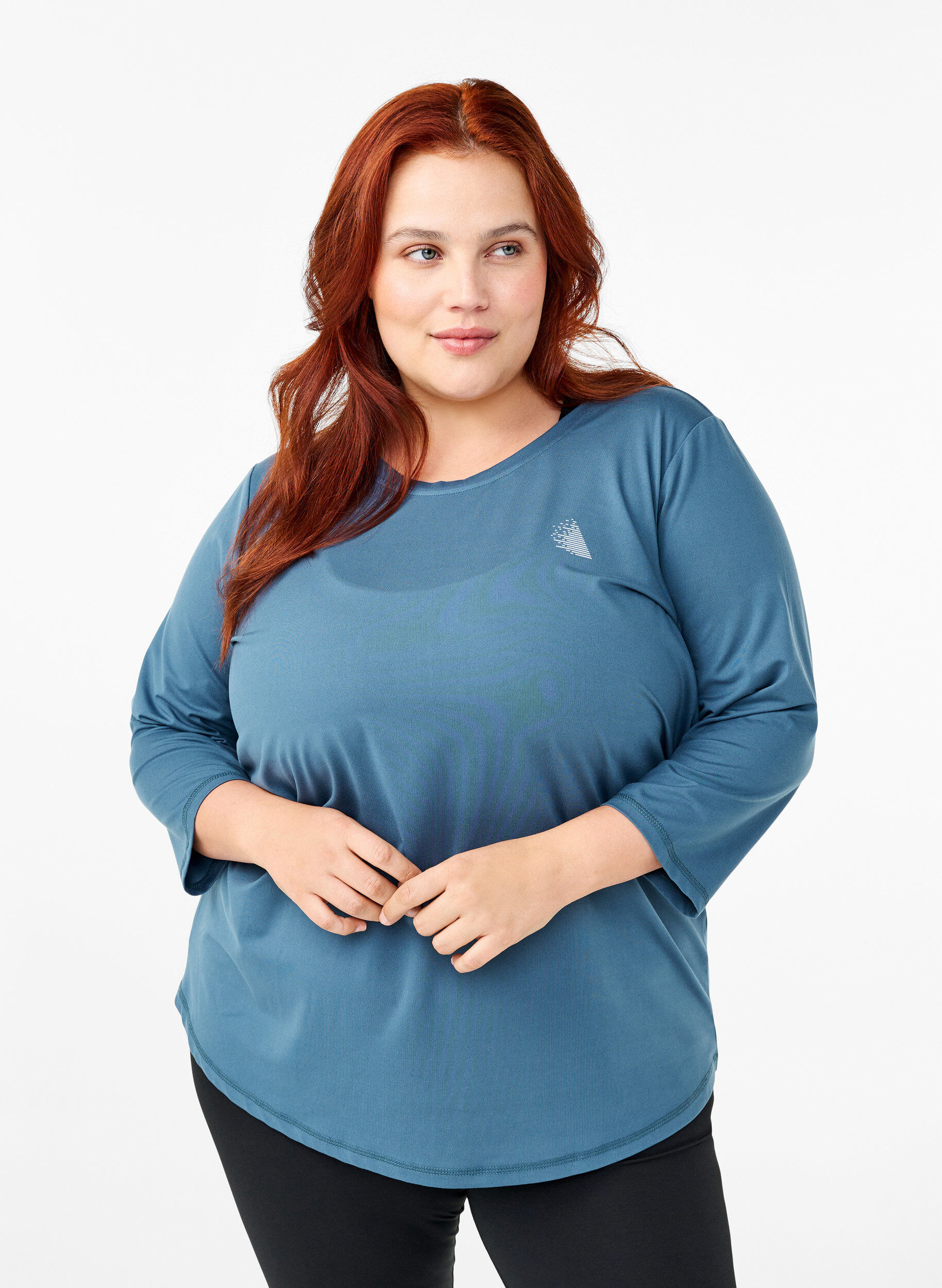 Zizzi Trainingsbluse mit 3/4 &Auml;rmeln, Petrol, Model image number 0