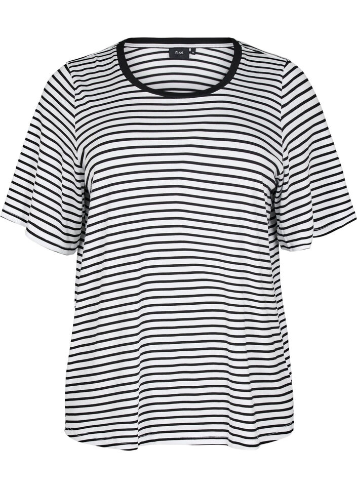 Gestreiftes T-Shirt aus TENCEL&trade; Lyocell, Wei&szlig;, Packshot image number 0