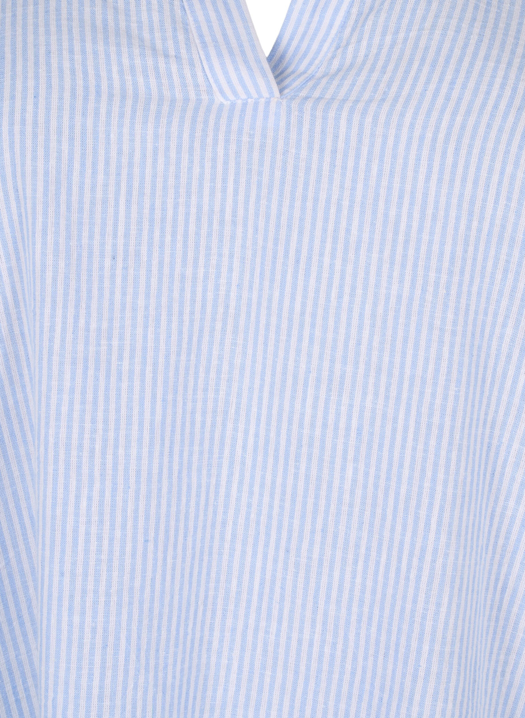 ZizziGestreiftes Kleid aus Baumwolle und Leinen, Serenity Wh. Stripe, Packshot image number 2