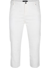 7/8-Jeans mit Fransensaum und hoher Taille, White, Packshot