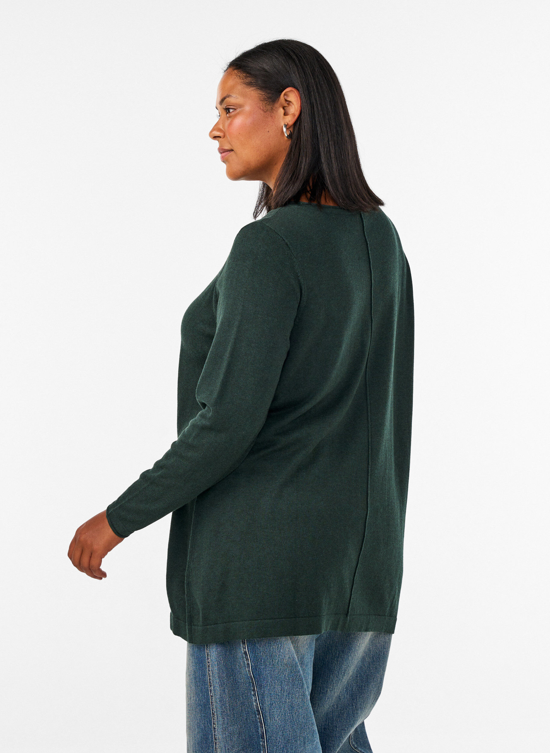 ZizziGestrickte Bluse aus Baumwoll-Viskose-Mischung, Gr&uuml;n, Model image number 2