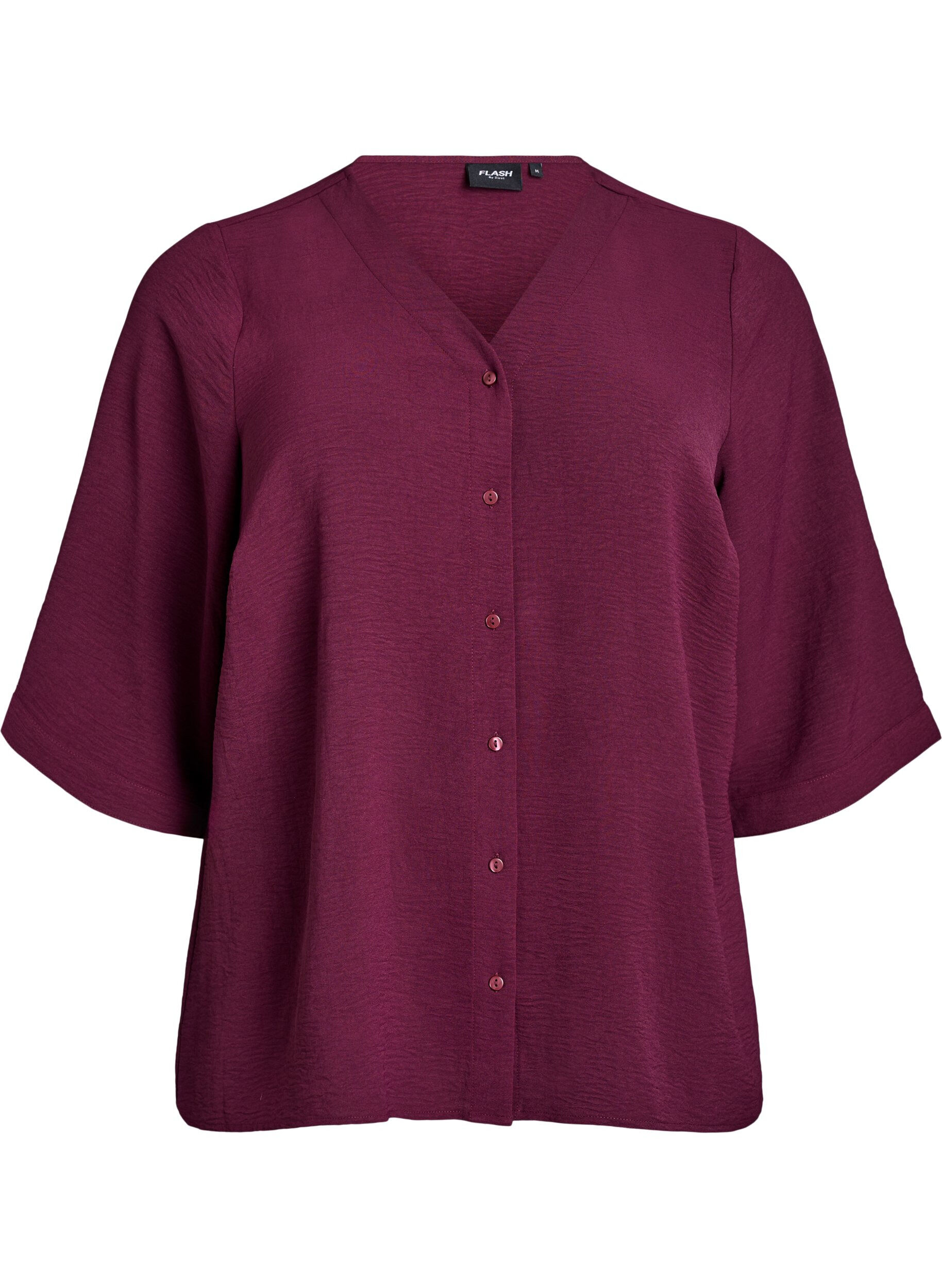 ZizziBluse mit V-Ausschnitt und 3/4-&Auml;rmeln, Rot, Packshot image number 0