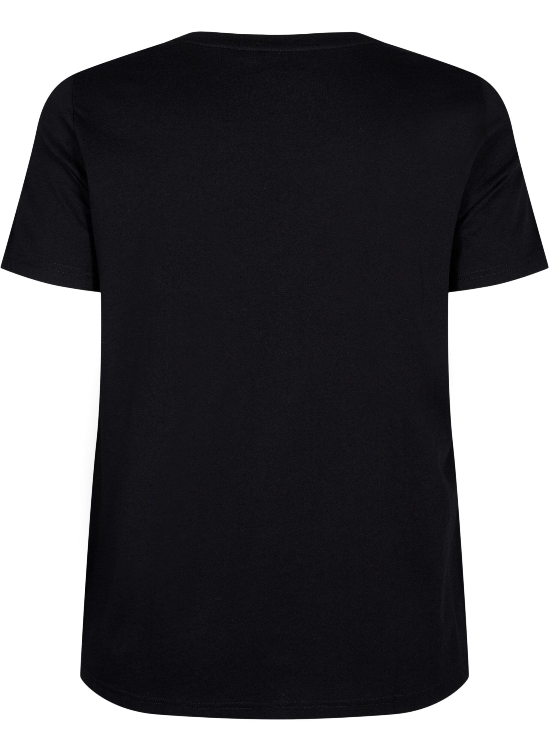 ZizziT-Shirt aus Baumwolle mit Textaufdruck, Black W. Pasadena, Packshot image number 1
