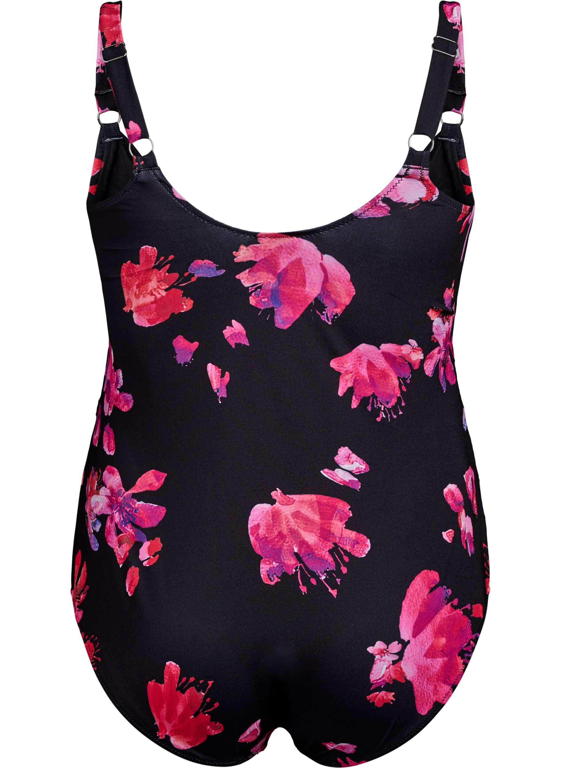 ZizziBadeanzug mit Wickeloptik und Raffung, Schwarz, Packshot image number 1