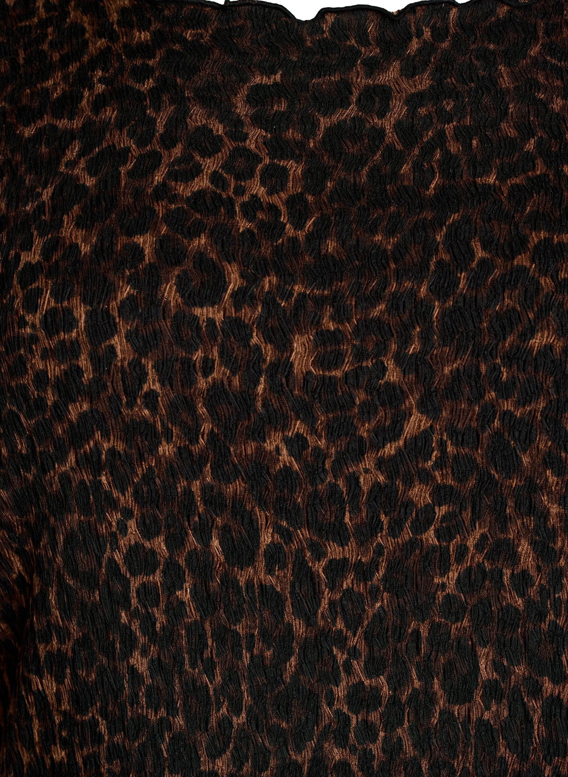 ZizziStrukturiertes Midikleid mit kurzen &Auml;rmeln, Braun, Packshot image number 2