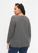  Rundhalsbluse mit Streifenmuster, Black Stripe, Model image number 1