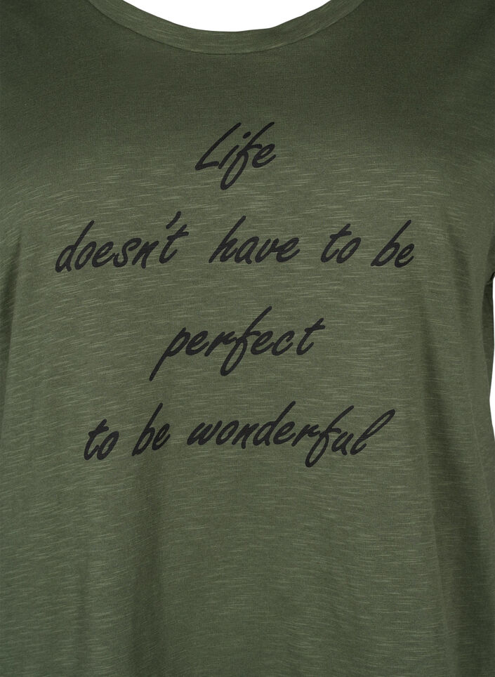 Bedrucktes T-Shirt aus Bio-Baumwolle, Thyme w. Black Print, Packshot image number 2