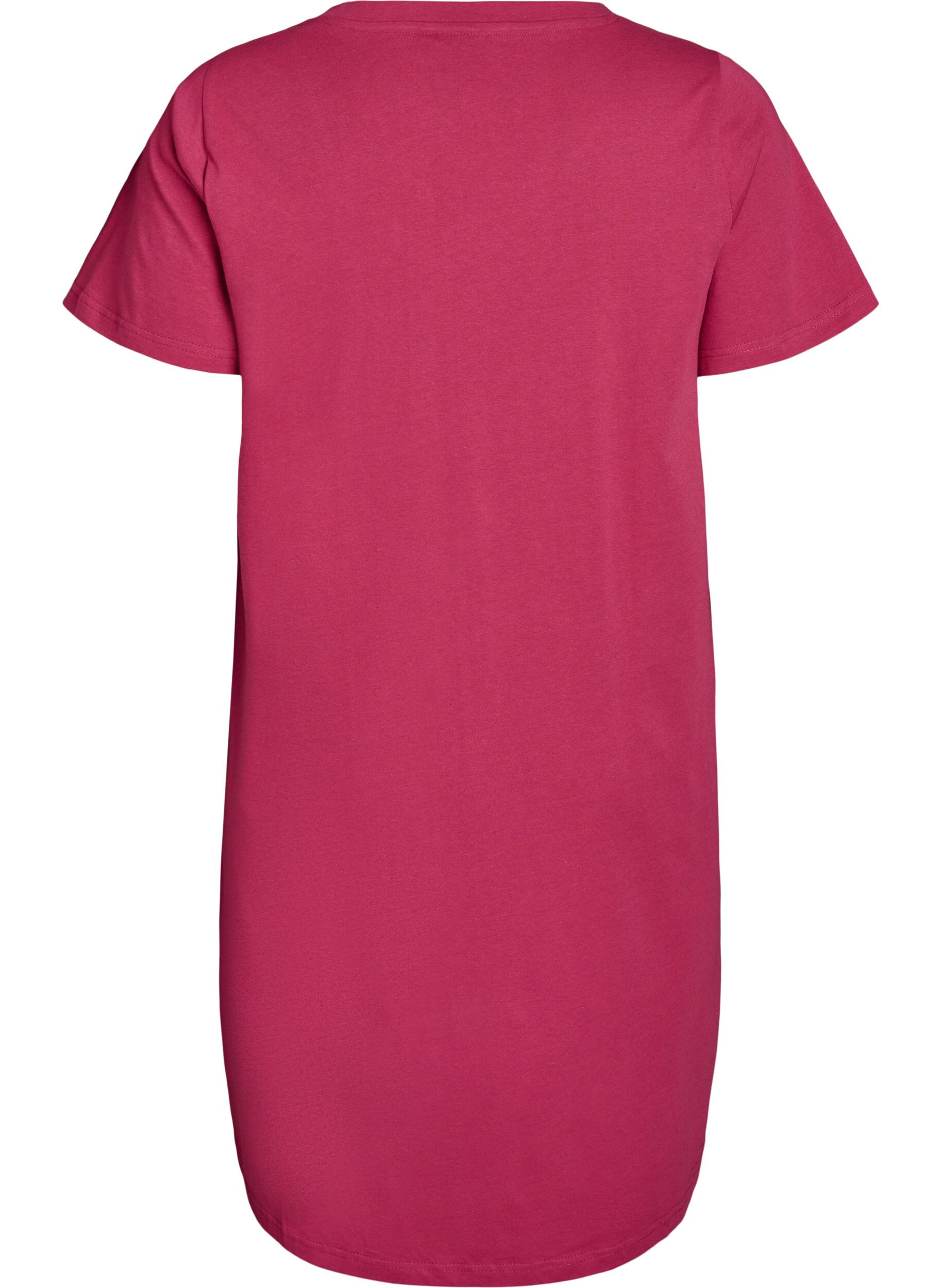 ZizziOrganische Baumwoll-Nachthemd mit V-Ausschnitt, Rot, Packshot image number 1