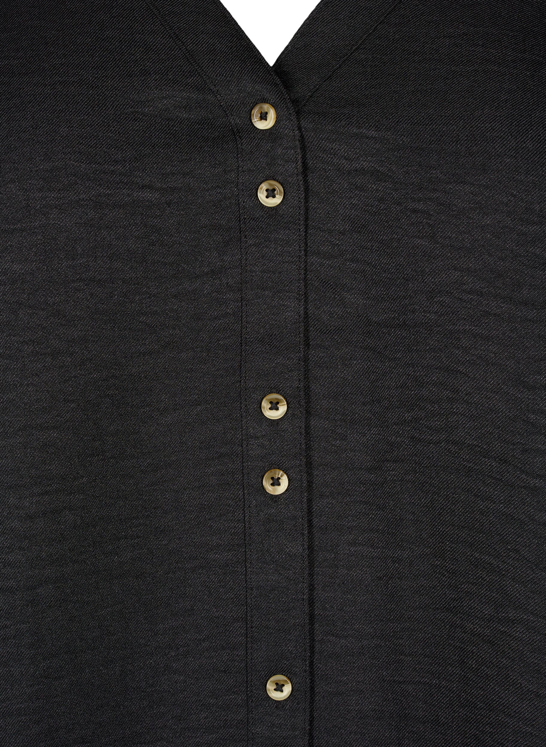 ZizziHemdbluse mit V-Ausschnitt und kurzen &Auml;rmeln, Schwarz, Packshot image number 2