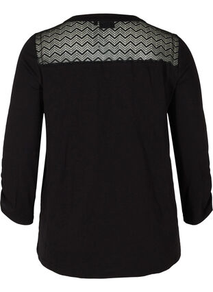 Bluse aus Bio-Baumwolle mit Spitze, Black, Packshot image number 1