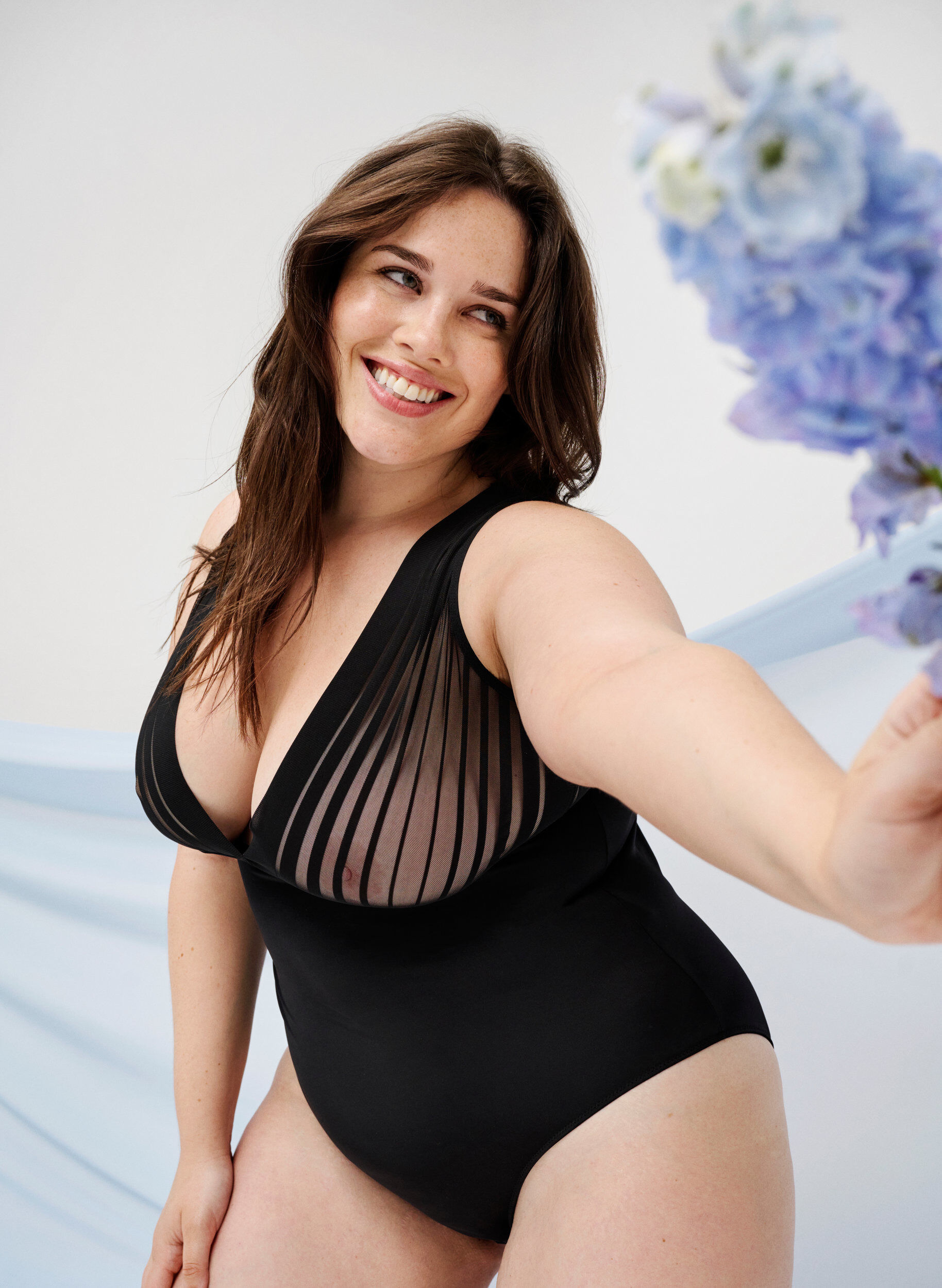 ZizziBodystocking mit Mesh, Black, Image image number 0