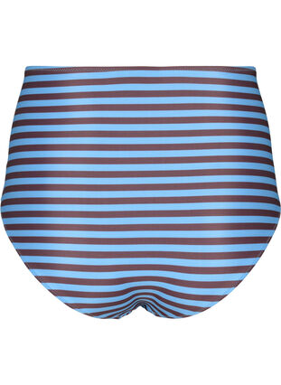 Gestreifte Bikinihose mit hohem Bund, BlueBrown Stripe AOP, Packshot image number 1