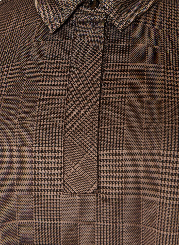 Kurzes kariertes Kleid mit Hemdkragen, Braun, Packshot image number 2